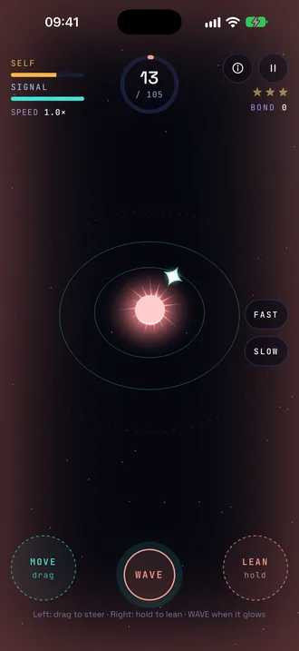 The spark close to the star, which blushes pink.