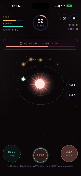 Lines of a shared constellation appear above the orbit.