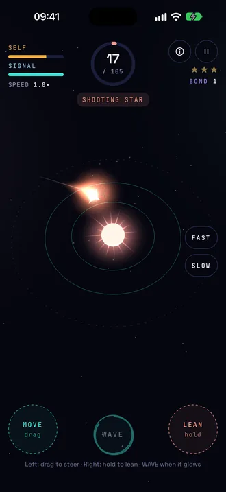 A shooting star bursts by the star as a wish is made.